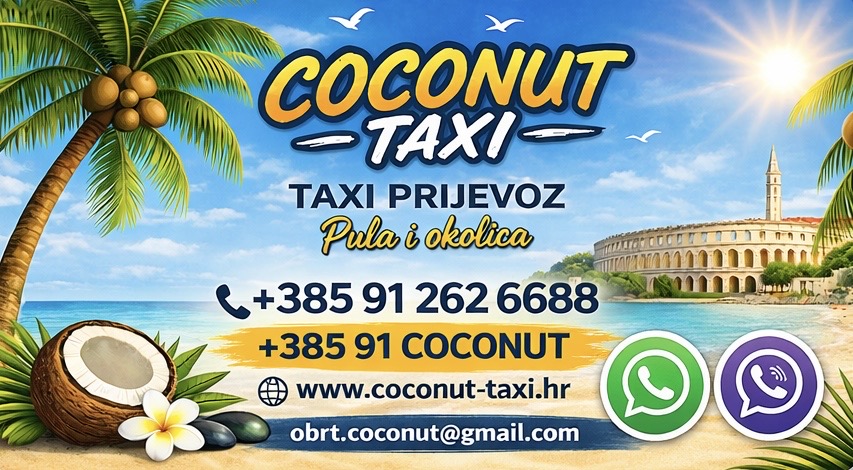 COCONUT Taxi promo vizual s kontakt podacima